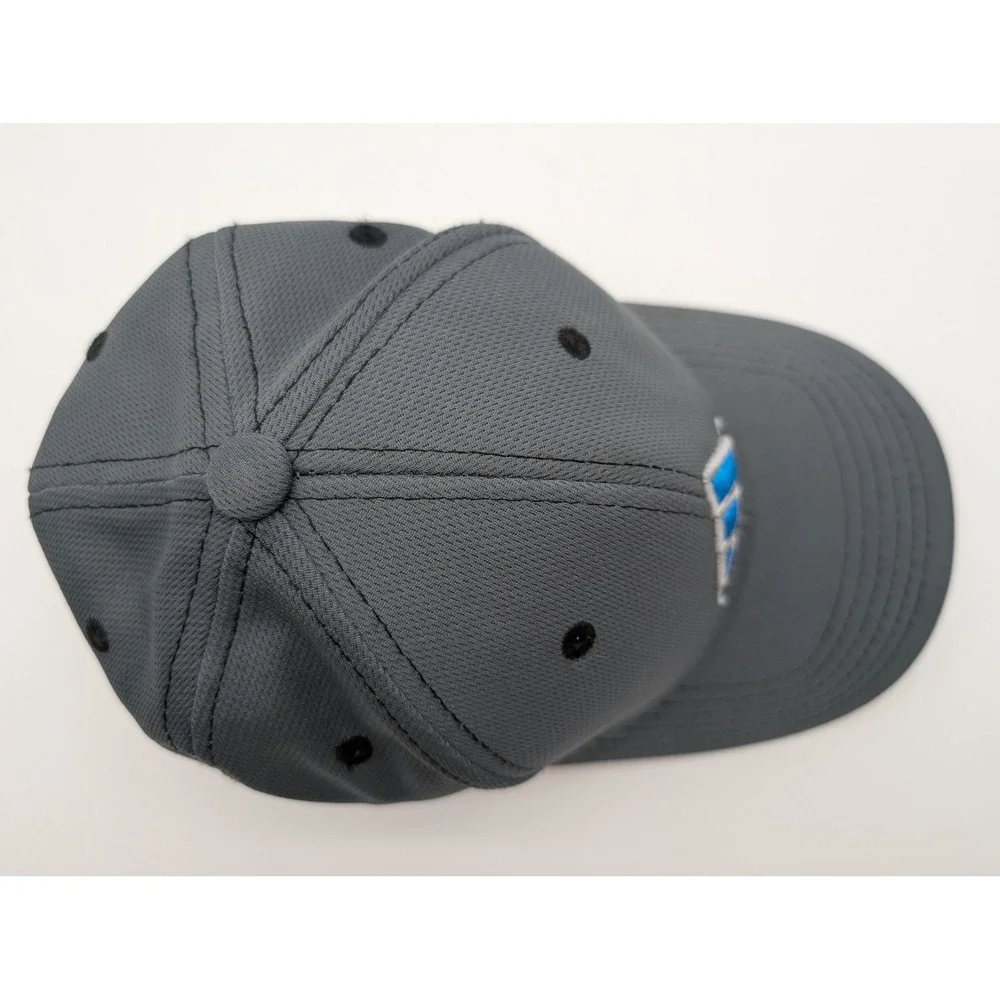 Adidas Mens Gray Blue Logo Performance Stretch Fit Baseball Hat Cap